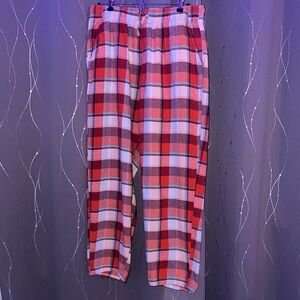 👙Old Navy Men's Large Tall Red/Orange and White Plaid Sleep Pants